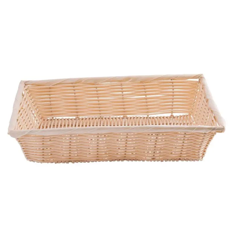 Tablecraft Rectangular Handwoven Basket Natural 14"x10"x3" - Polypropylene Cord - Set of 6
