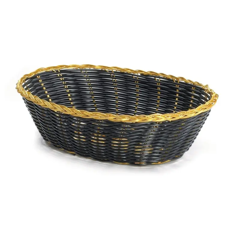Tablecraft Oval Handwoven Basket Black 9"x6.5"x2.5" - Polypropylene Cord - Set of 12 Tablecraft Oval Handwoven Basket Black 9"x6.5"x2.5" - Polypropylene Cord - Set of 12