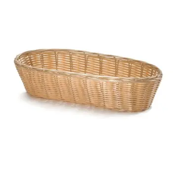 Tablecraft Oblong Handwoven Basket Natural 13"x5"x3" - Polypropylene Cord - Set of 12