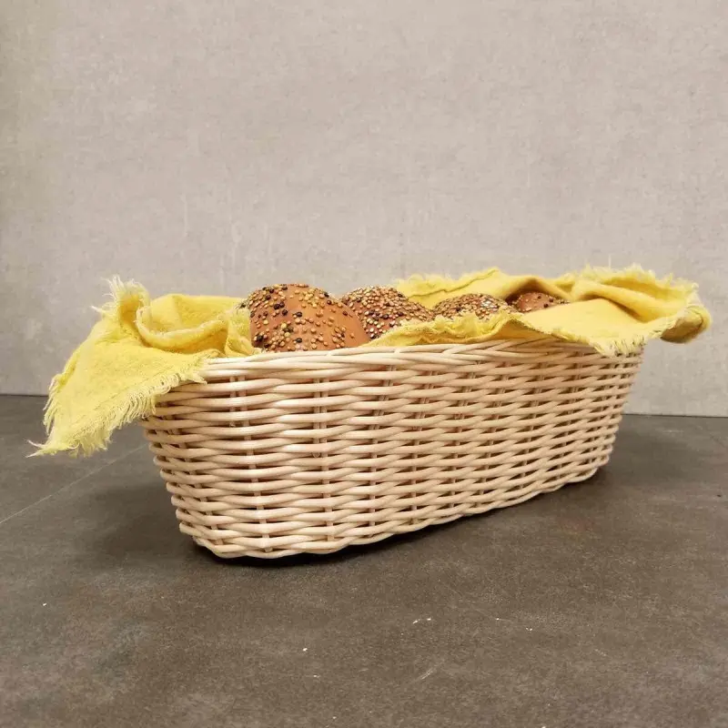 Tablecraft Oblong Handwoven Basket Natural 13"x5"x3" - Polypropylene Cord - Set of 12