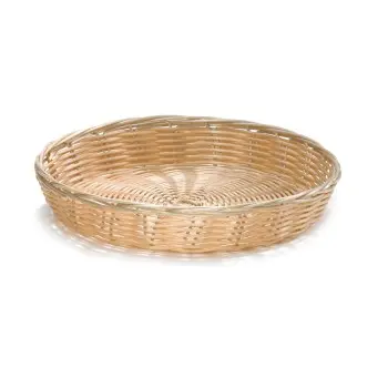 Tablecraft Round Handwoven Basket Natural 10"x10"x1.5" - Polypropylene Cord - Set of 12