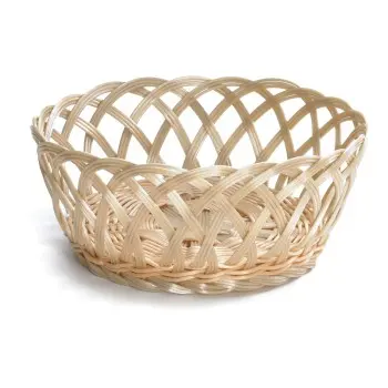 Tablecraft Round Handwoven Basket - Open Weave Natural 8.5"x8.5"x3.25" - Polypropylene Cord - Set of 12