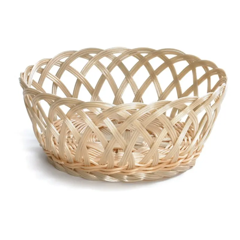 Tablecraft Round Handwoven Basket - Open Weave Natural 8.5"x8.5"x3.25" - Polypropylene Cord - Set of 12