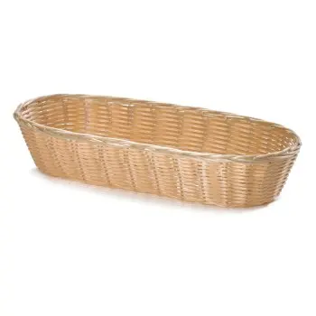 Tablecraft Oblong Handwoven Basket Natural 15"x6"x3" - Polypropylene Cord - Set of 12