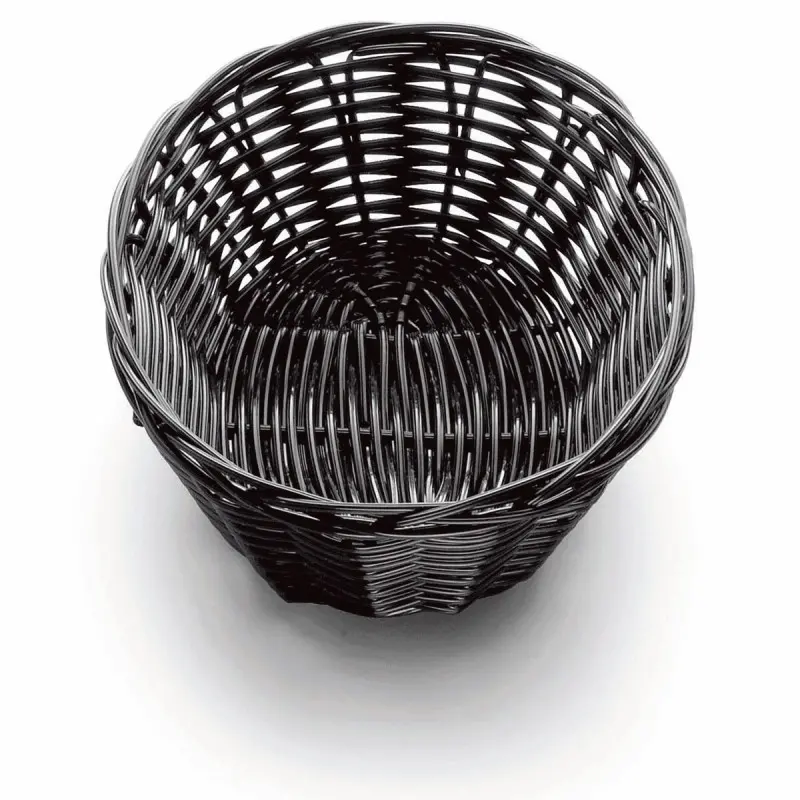 Tablecraft Oval Handwoven Basket Black 7"x5"x2" - Polypropylene Cord - Set of 12