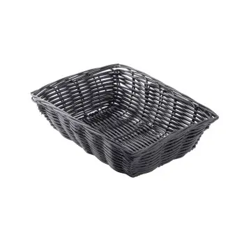 Tablecraft Rectangular Handwoven Basket Black 9"x6"x2.5" - Polypropylene Cord - Set of 12