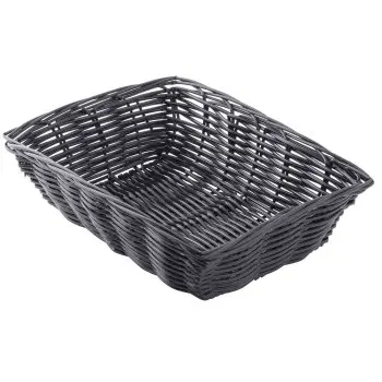 Tablecraft Rectangular Handwoven Basket Black 9"x6"x2.5" - Polypropylene Cord - Set of 12