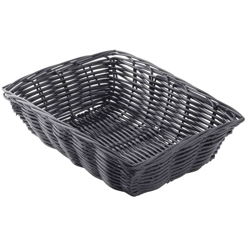 Tablecraft Rectangular Handwoven Basket Black 9"x6"x2.5" - Polypropylene Cord - Set of 12 Tablecraft Rectangular Handwoven Basket Black 9"x6"x2.5" - Polypropylene Cord - Set of 12