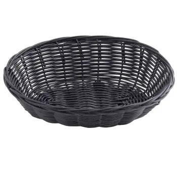Tablecraft Oval Handwoven Basket Black 9"x6"x2.25" - Polypropylene Cord - Set of 12