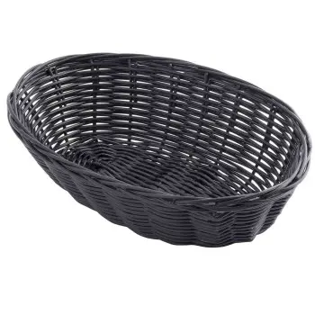 Tablecraft Oval Handwoven Basket Black 9"x6"x2.25" - Polypropylene Cord - Set of 12