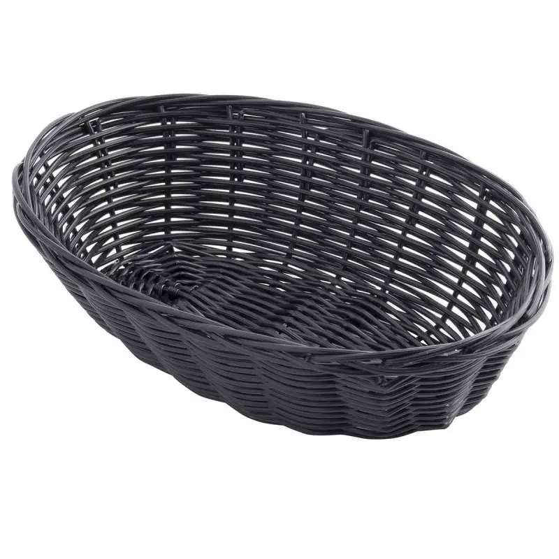 Tablecraft Oval Handwoven Basket Black 9"x6"x2.25" - Polypropylene Cord - Set of 12 Tablecraft Oval Handwoven Basket Black 9"x6"x2.25" - Polypropylene Cord - Set of 12