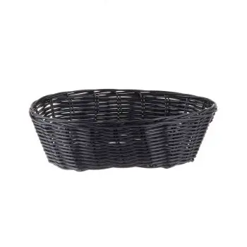 Tablecraft Oval Handwoven Basket Black 10"x6.5"x3" - Polypropylene Cord - Set of 12