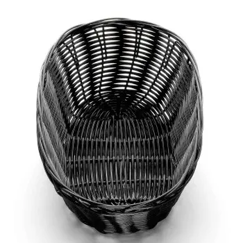 Tablecraft Oval Handwoven Basket Black 10"x6.5"x3" - Polypropylene Cord - Set of 12