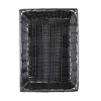Tablecraft Rectangular Handwoven Basket Black 14"x10"x3" - Polypropylene Cord - Set of 6