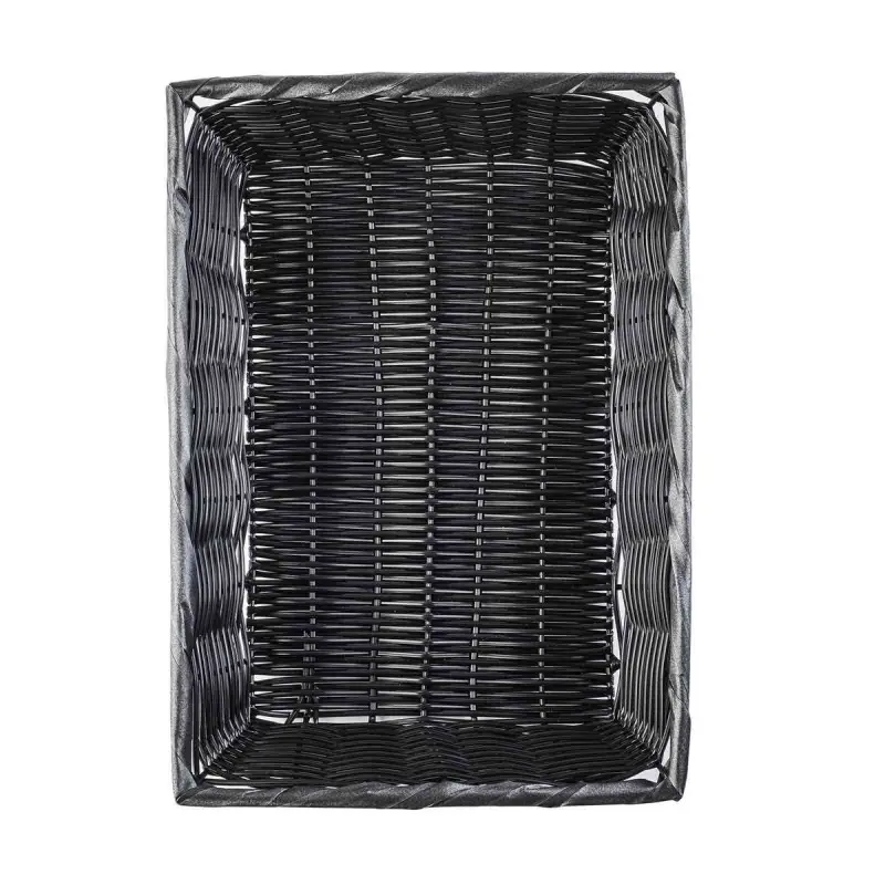 Tablecraft Rectangular Handwoven Basket Black 14"x10"x3" - Polypropylene Cord - Set of 6