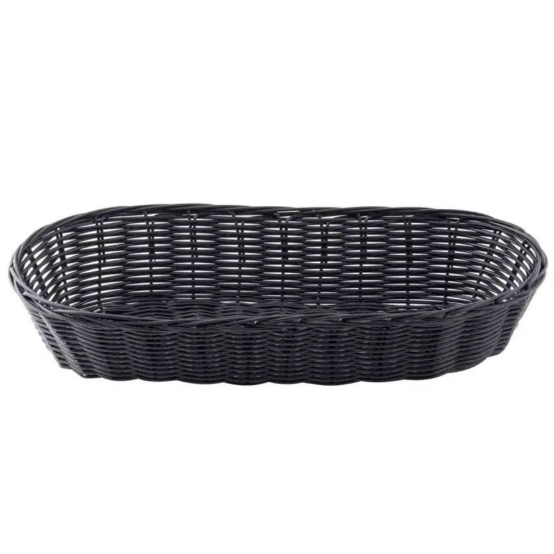 Tablecraft Oblong Handwoven Basket Black 15"x6"x3" - Polypropylene Cord - Set of 12 Tablecraft Oblong Handwoven Basket Black 15"x6"x3" - Polypropylene Cord - Set of 12