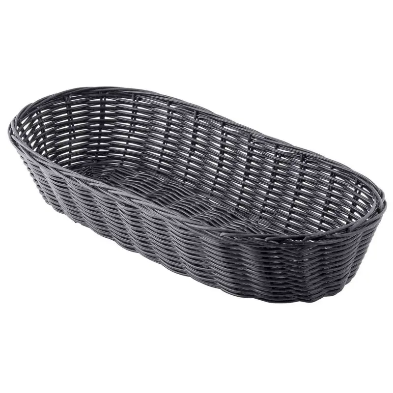 Tablecraft Oblong Handwoven Basket Black 15"x6"x3" - Polypropylene Cord - Set of 12 Tablecraft Oblong Handwoven Basket Black 15"x6"x3" - Polypropylene Cord - Set of 12