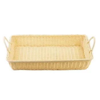 Tablecraft Rectangular Handwoven Basket Natural 23.5"x15"x5.5" - Polypropylene (PP) with Handles