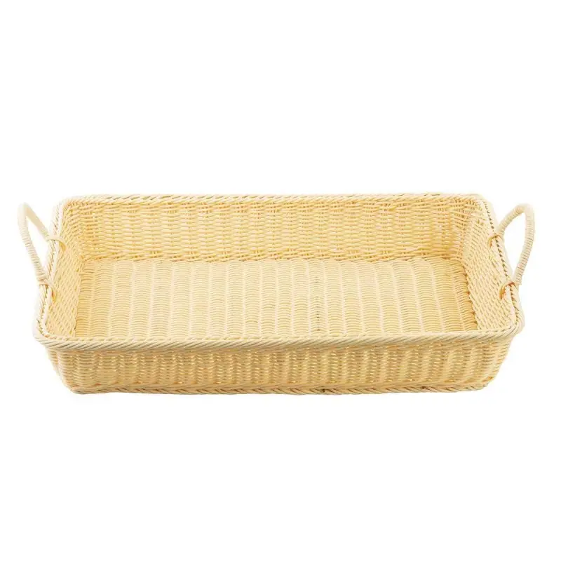 Tablecraft Rectangular Handwoven Basket Natural 23.5"x15"x5.5" - Polypropylene (PP) with Handles
