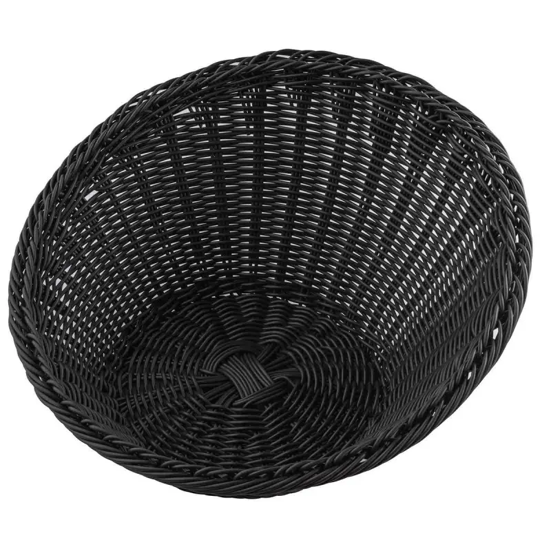 Tablecraft Angled Round Handwoven Basket Black 13.5"x13.5"x5.625" - Polypropylene (PP)