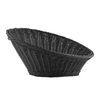 Tablecraft Angled Round Handwoven Basket Black 13.5"x13.5"x5.625" - Polypropylene (PP)