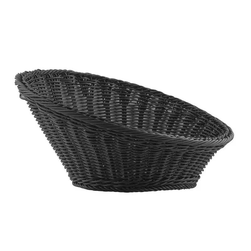 Tablecraft Angled Round Handwoven Basket Black 13.5"x13.5"x5.625" - Polypropylene (PP)