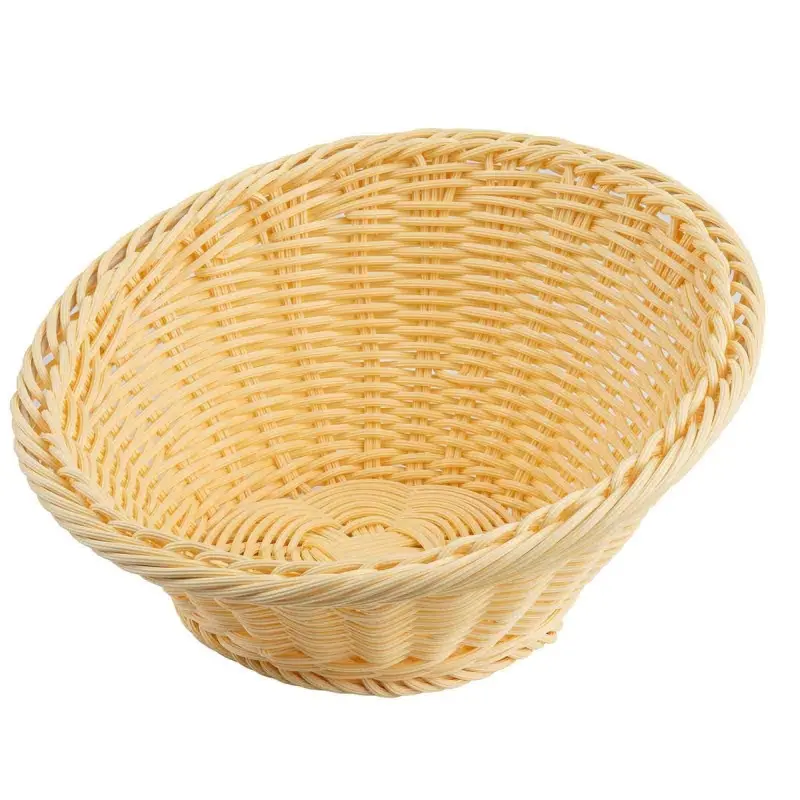 Tablecraft Angled Round Handwoven Basket Natural 13.5"x13.5"x5.625" - Polypropylene (PP)