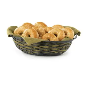 Tablecraft Artisan Collection Oval Basket Oz. Black 11.75"x9"x3.5" - Black Powder Coated Steel