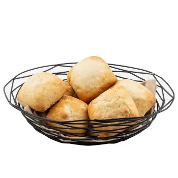 Tablecraft Artisan Collection Oval Basket Oz. Black 11.75"x9"x3.5" - Black Powder Coated Steel