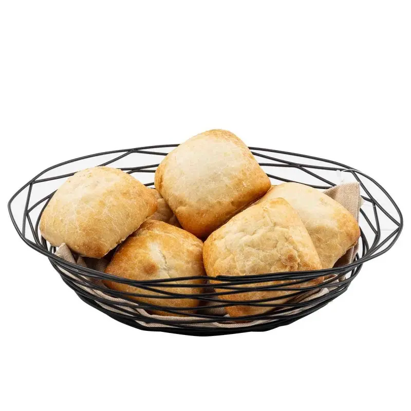 Tablecraft Artisan Collection Oval Basket Oz. Black 11.75"x9"x3.5" - Black Powder Coated Steel