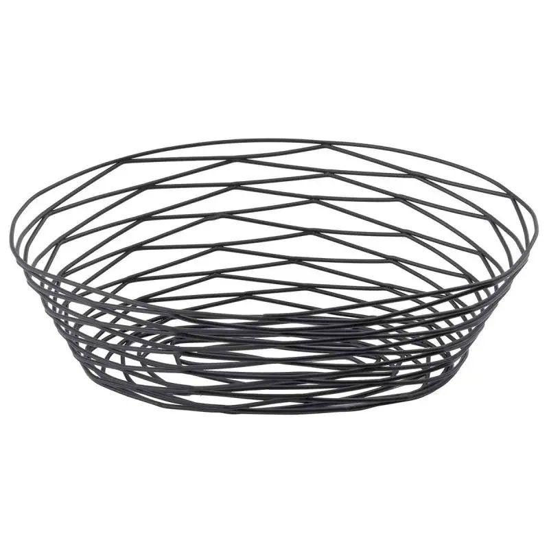 Tablecraft Artisan Collection Oval Basket Oz. Black 10"x6.75"x3.25" - Black Powder Coated Steel