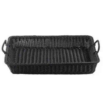 Tablecraft Rectangular Handwoven Basket Black 23.5"x15"x5.5" - Polypropylene (PP) with Handles