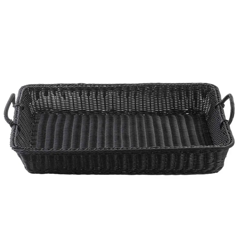 Tablecraft Rectangular Handwoven Basket Black 23.5"x15"x5.5" - Polypropylene (PP) with Handles