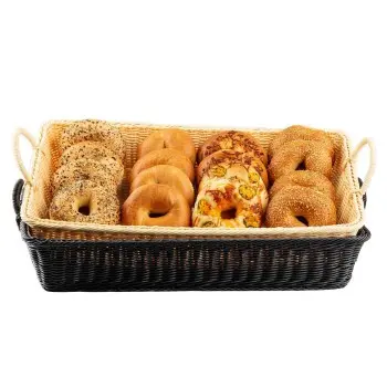 Tablecraft Rectangular Handwoven Basket Black 23.5"x15"x5.5" - Polypropylene (PP) with Handles