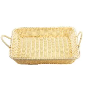 Tablecraft Rectangular Handwoven Basket Natural 15.5"x12.5"x4.75" - Polypropylene (PP) with Handles