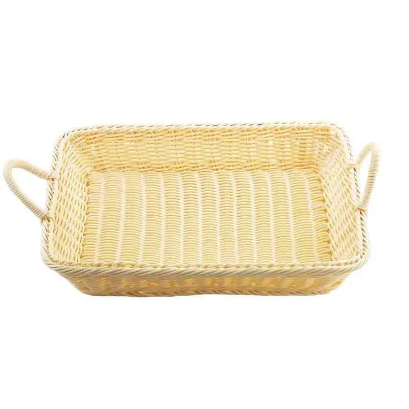 Tablecraft Rectangular Handwoven Basket Natural 15.5"x12.5"x4.75" - Polypropylene (PP) with Handles