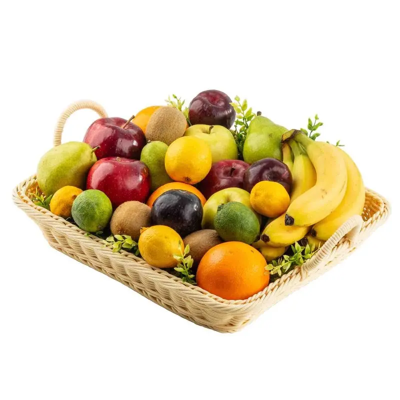Tablecraft Rectangular Handwoven Basket Natural 15.5"x12.5"x4.75" - Polypropylene (PP) with Handles