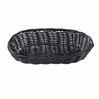 Tablecraft Oblong Handwoven Basket Black 9"x4"x2" - Polypropylene Cord - Set of 12