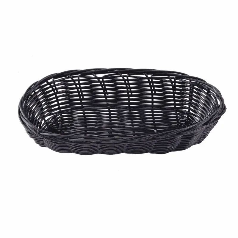 Tablecraft Oblong Handwoven Basket Black 9"x4"x2" - Polypropylene Cord - Set of 12 Tablecraft Oblong Handwoven Basket Black 9"x4"x2" - Polypropylene Cord - Set of 12