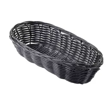 Tablecraft Oblong Handwoven Basket Black 9"x4"x2" - Polypropylene Cord - Set of 12