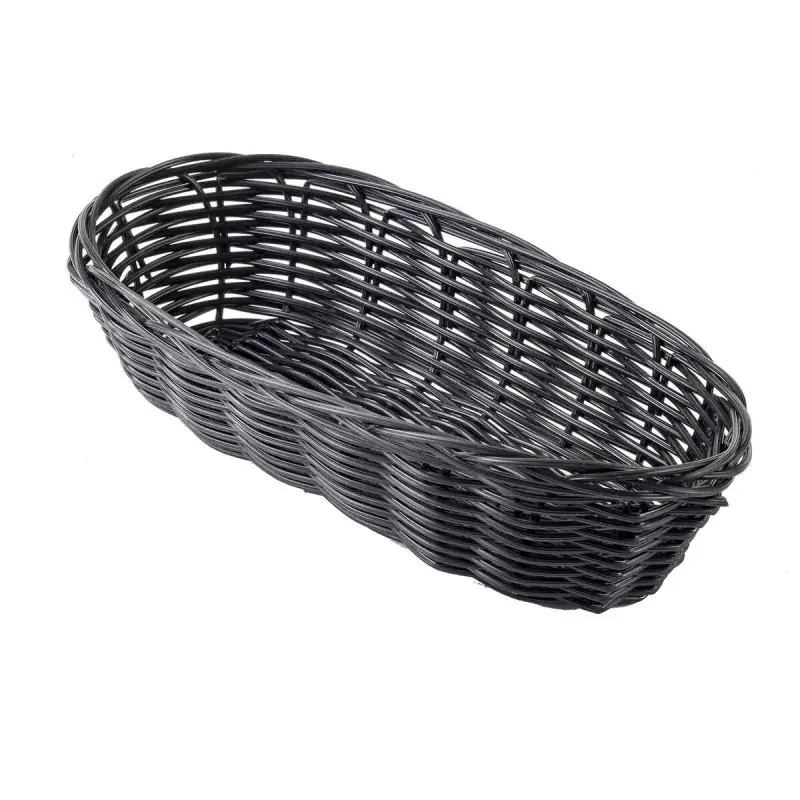 Tablecraft Oblong Handwoven Basket Black 9"x4"x2" - Polypropylene Cord - Set of 12 Tablecraft Oblong Handwoven Basket Black 9"x4"x2" - Polypropylene Cord - Set of 12