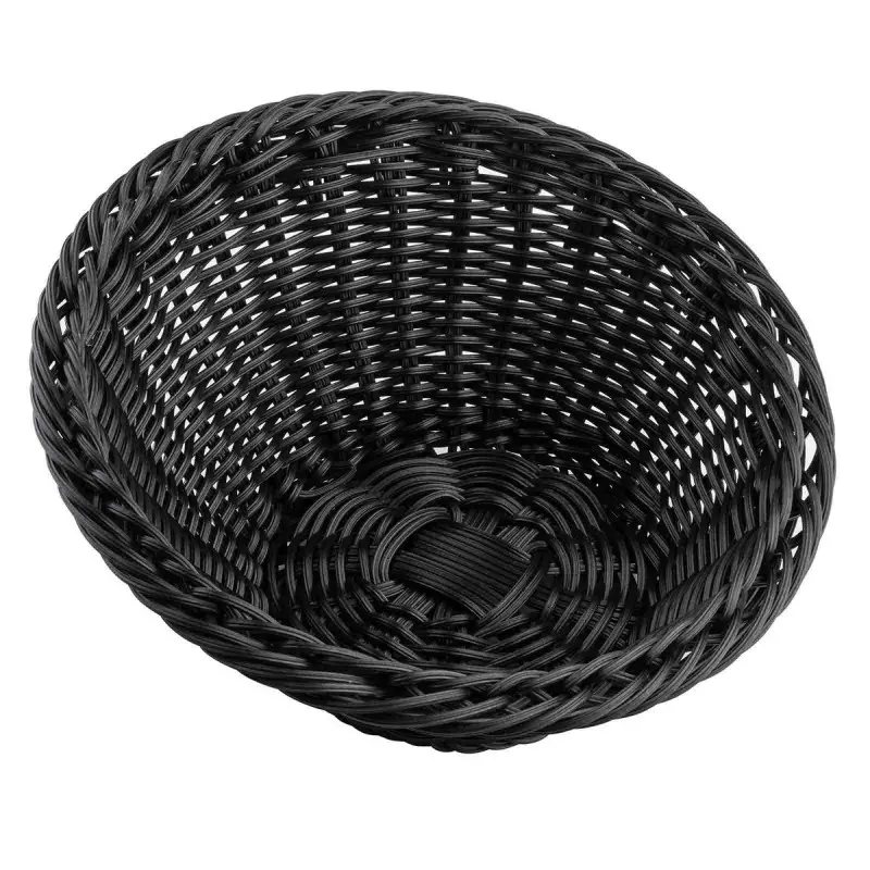 Tablecraft Angled Round Handwoven Basket Black 10"x10"x5" - Polypropylene (PP)