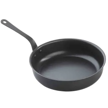 Tablecraft Round Mini Serving Fry Pan with Black Handles 28 Oz. Black 11.25"x7.25"x3.75" - Non-Stick Coating