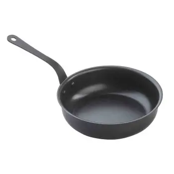 Tablecraft Round Mini Serving Fry Pan with Black Handles 22 Oz. Black 10.25"x6.25"x3.75" - Non-Stick Coating