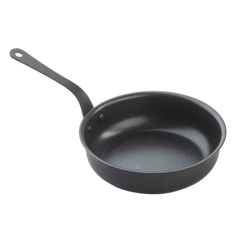 Tablecraft Round Mini Serving Fry Pan with Black Handles 22 Oz. Black 10.25"x6.25"x3.75" - Non-Stick Coating