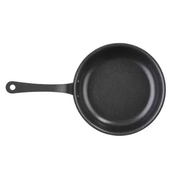 Tablecraft Round Mini Serving Fry Pan with Black Handles 22 Oz. Black 10.25"x6.25"x3.75" - Non-Stick Coating