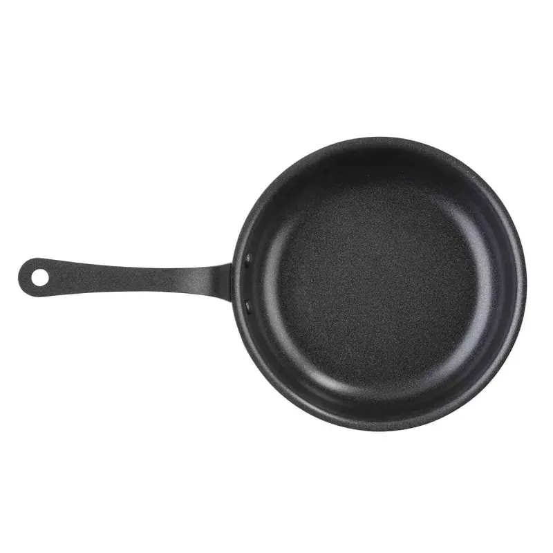 Tablecraft Round Mini Serving Fry Pan with Black Handles 22 Oz. Black 10.25"x6.25"x3.75" - Non-Stick Coating