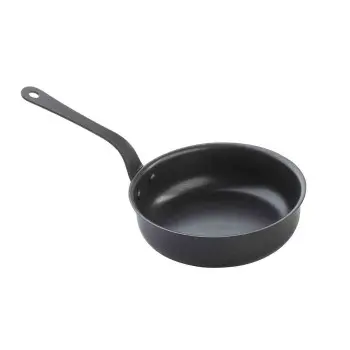Tablecraft Round Mini Serving Fry Pan with Black Handle 14 Oz. Black 9.5"x6"x4.125" - Non-Stick Coating