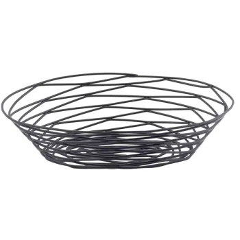 Tablecraft Artisan Collection Oval Basket Oz. Black 9.25"x6.25"x2.25" - Black Powder Coated Steel