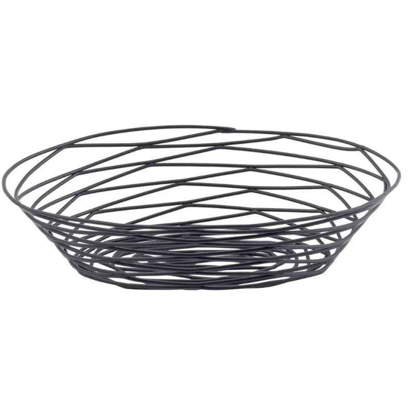 Tablecraft Artisan Collection Oval Basket Oz. Black 9.25"x6.25"x2.25" - Black Powder Coated Steel